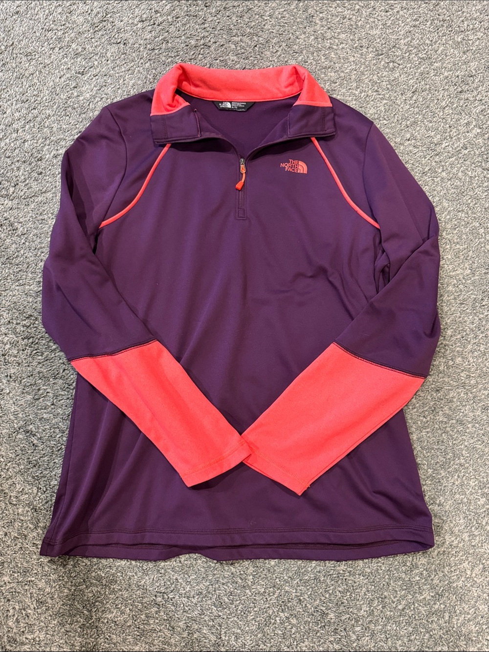 The North Face Purple and Coral Half-Zip Performance Top